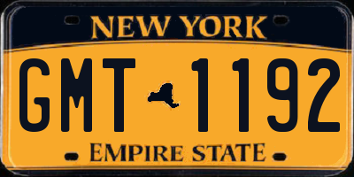 NY license plate GMT1192