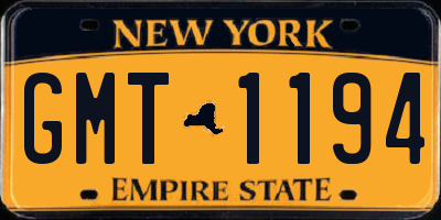 NY license plate GMT1194