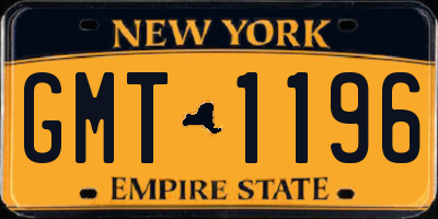 NY license plate GMT1196