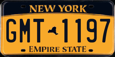 NY license plate GMT1197