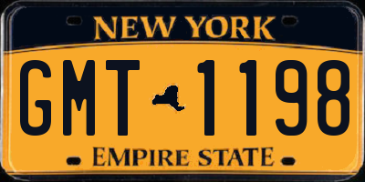NY license plate GMT1198