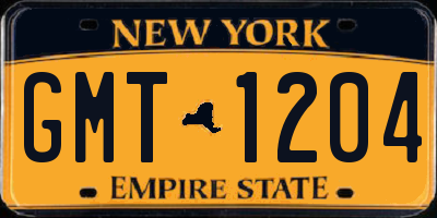 NY license plate GMT1204