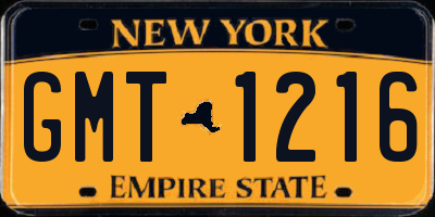 NY license plate GMT1216