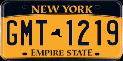 NY license plate GMT1219
