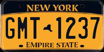 NY license plate GMT1237