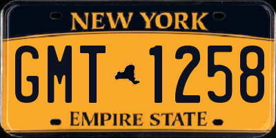 NY license plate GMT1258