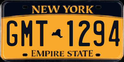 NY license plate GMT1294