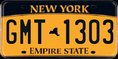 NY license plate GMT1303