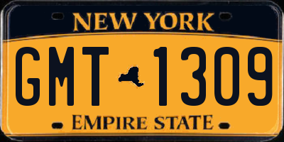 NY license plate GMT1309