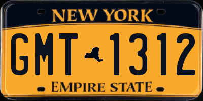 NY license plate GMT1312