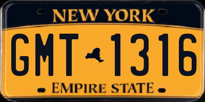 NY license plate GMT1316