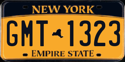 NY license plate GMT1323