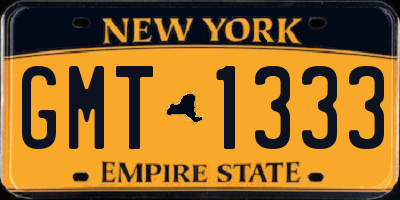 NY license plate GMT1333