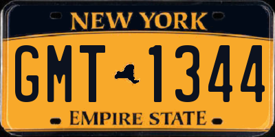 NY license plate GMT1344