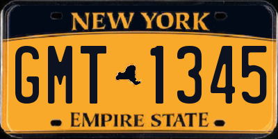 NY license plate GMT1345