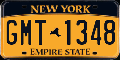 NY license plate GMT1348