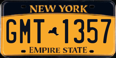 NY license plate GMT1357