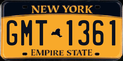 NY license plate GMT1361