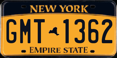 NY license plate GMT1362