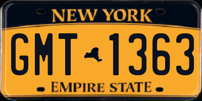 NY license plate GMT1363