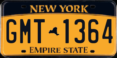 NY license plate GMT1364