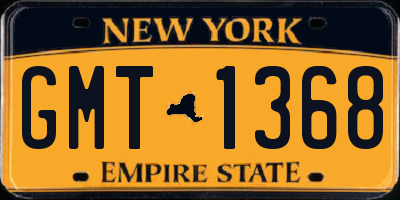 NY license plate GMT1368