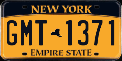 NY license plate GMT1371