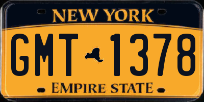 NY license plate GMT1378