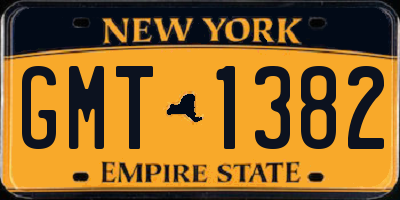 NY license plate GMT1382