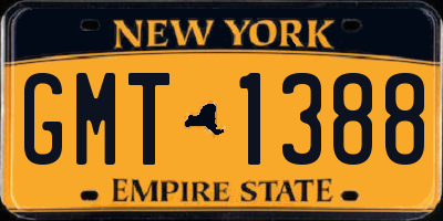 NY license plate GMT1388