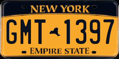 NY license plate GMT1397