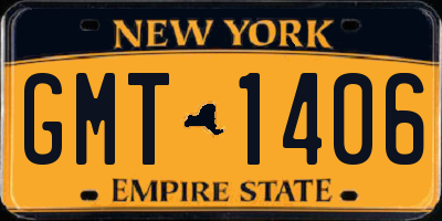 NY license plate GMT1406