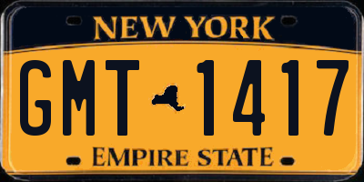 NY license plate GMT1417