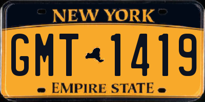 NY license plate GMT1419