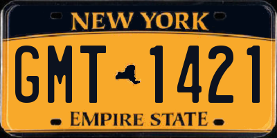 NY license plate GMT1421