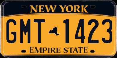 NY license plate GMT1423