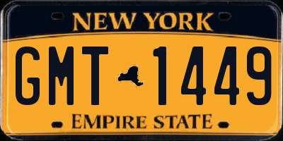 NY license plate GMT1449
