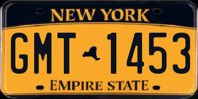 NY license plate GMT1453