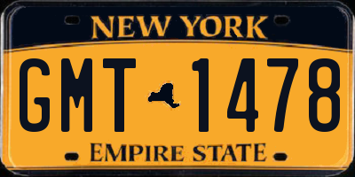 NY license plate GMT1478