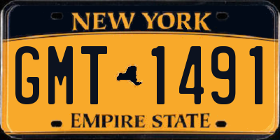 NY license plate GMT1491