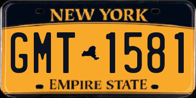NY license plate GMT1581