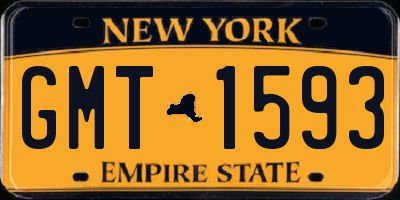 NY license plate GMT1593