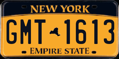 NY license plate GMT1613