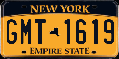 NY license plate GMT1619