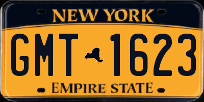 NY license plate GMT1623