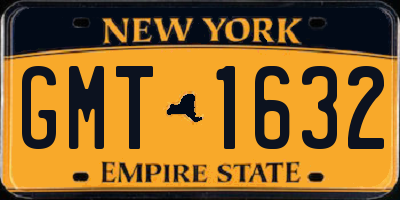 NY license plate GMT1632