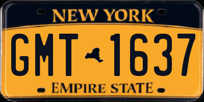 NY license plate GMT1637