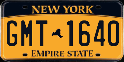 NY license plate GMT1640