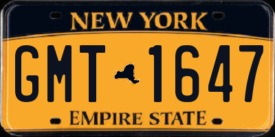 NY license plate GMT1647