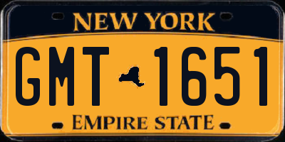 NY license plate GMT1651